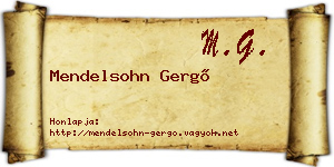 Mendelsohn Gergő névjegykártya